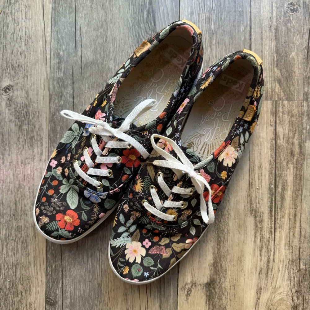 Black Floral Keds Rifle Paper Company Collaboration Sneakers